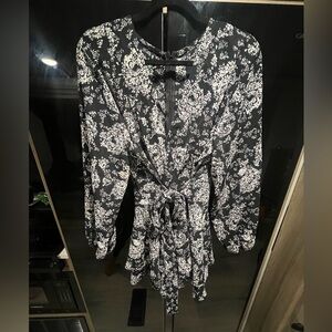 Elegant Black and White Floral Dress